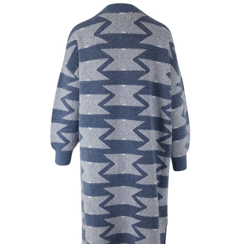 Raffi Waterfront Merino Wool Aztec Jaquard Cardigan Pockets Open a front Size S - Picture 5 of 11